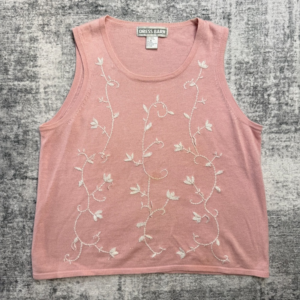 VTG Dress Barn Sweater Vest Womens Medium Floral‎ Embroidered Coquette 90s Y2K